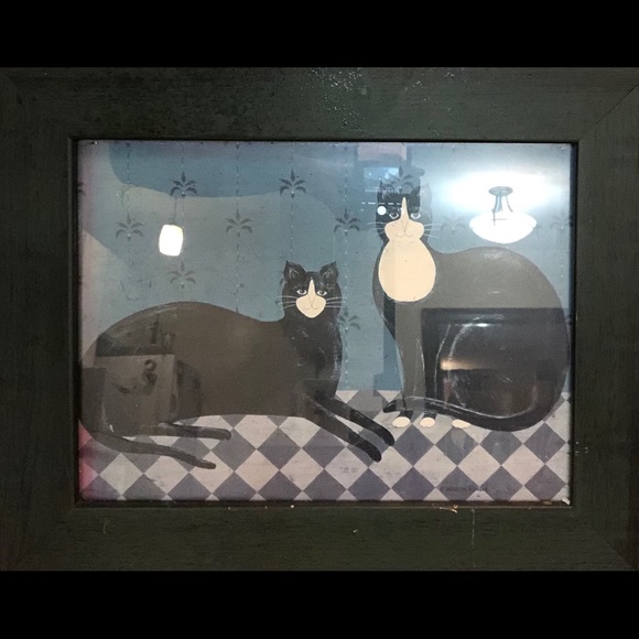 Other - Retro diner looking Cat painting with Frame